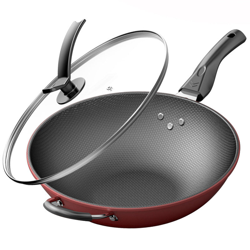 Full size honeycomb nonstick wok flat bottom