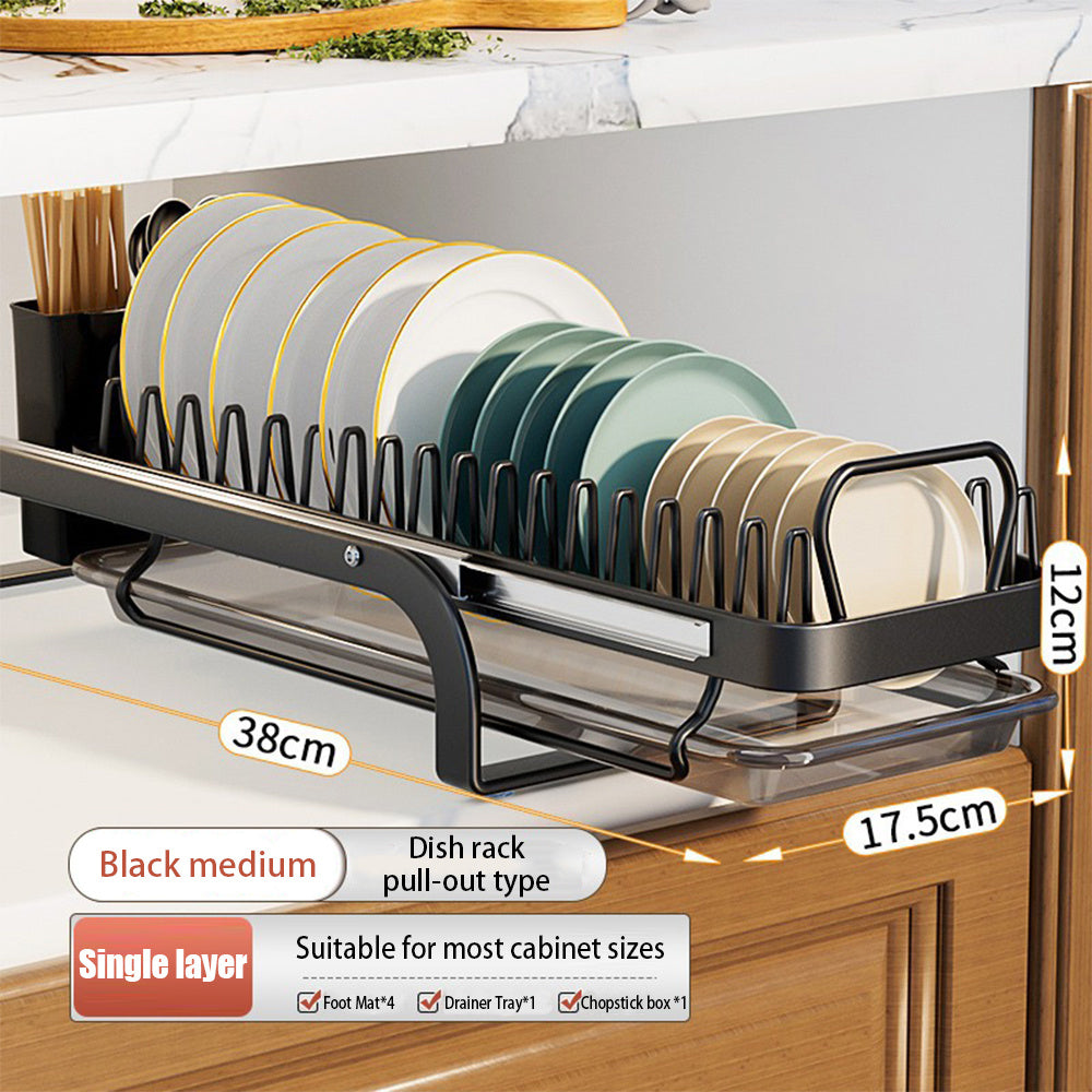 Kitchen Pull-Out Bowl And Dish Rack