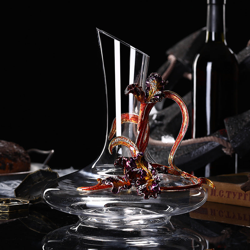 Enamel Iris Lead-free Crystal Red Wine Glass