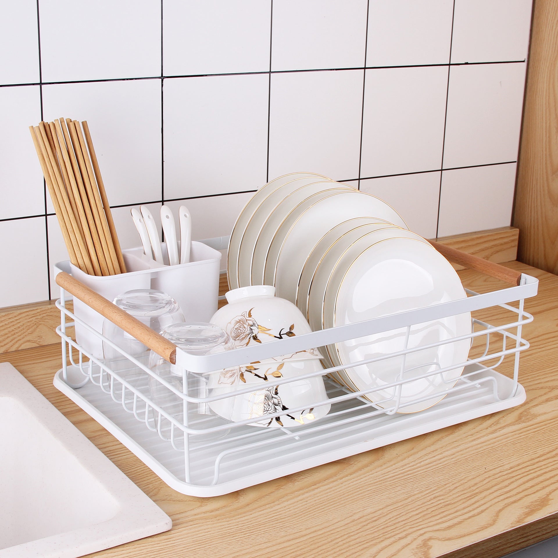 Kitchen Countertop Dish Storage Rack