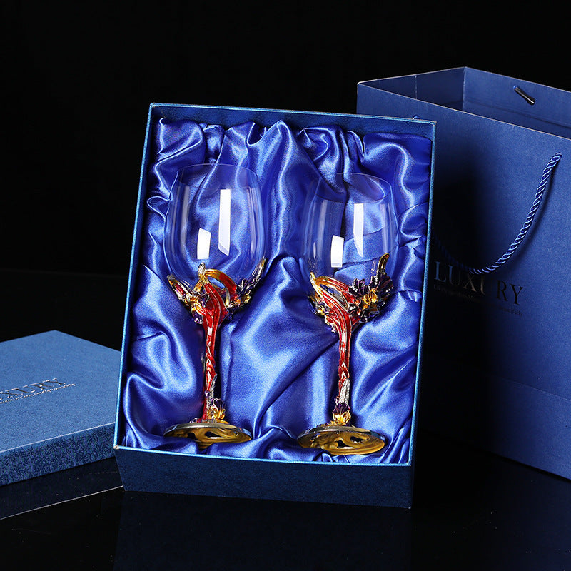 Enamel Iris Lead-free Crystal Red Wine Glass
