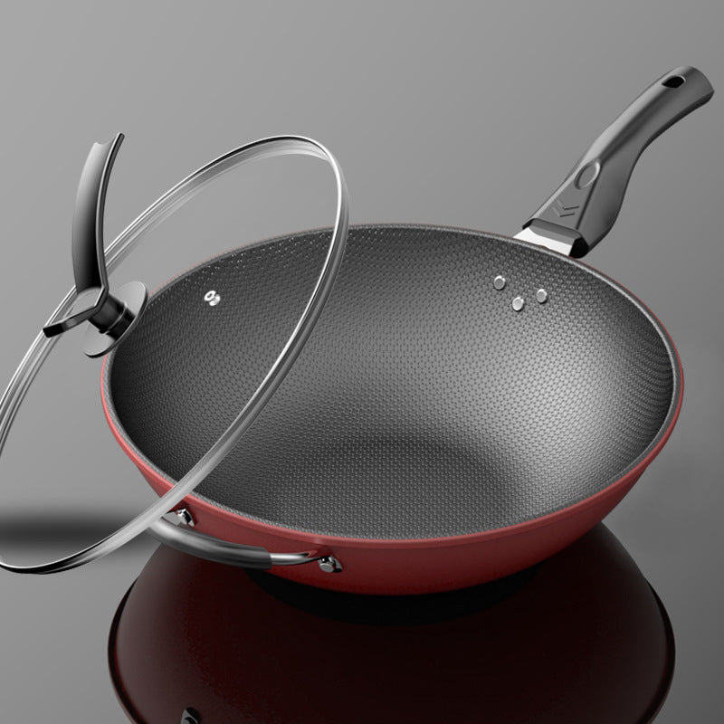 Full size honeycomb nonstick wok flat bottom