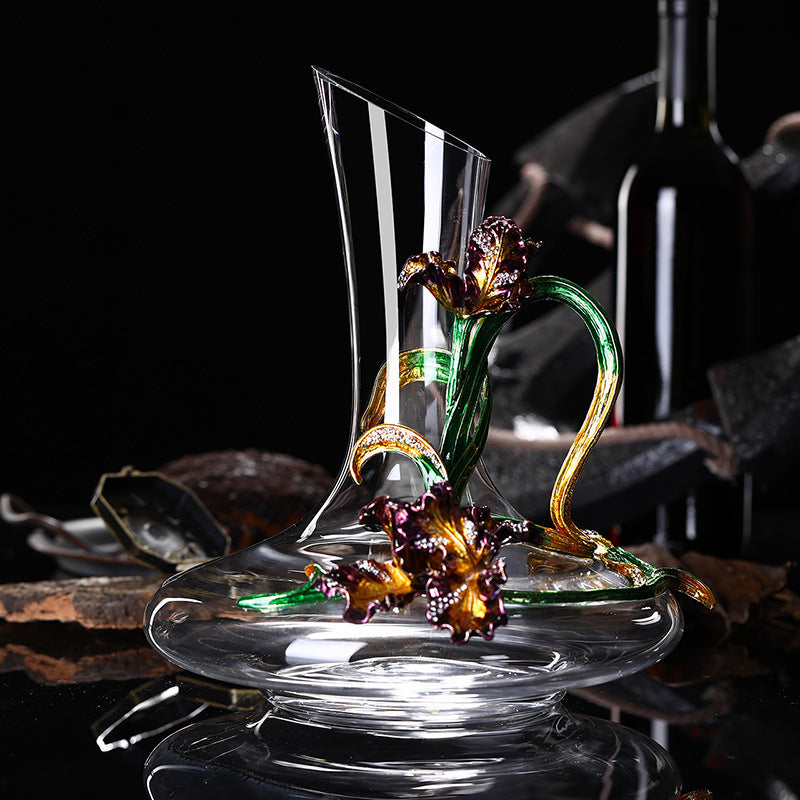 Enamel Iris Lead-free Crystal Red Wine Glass
