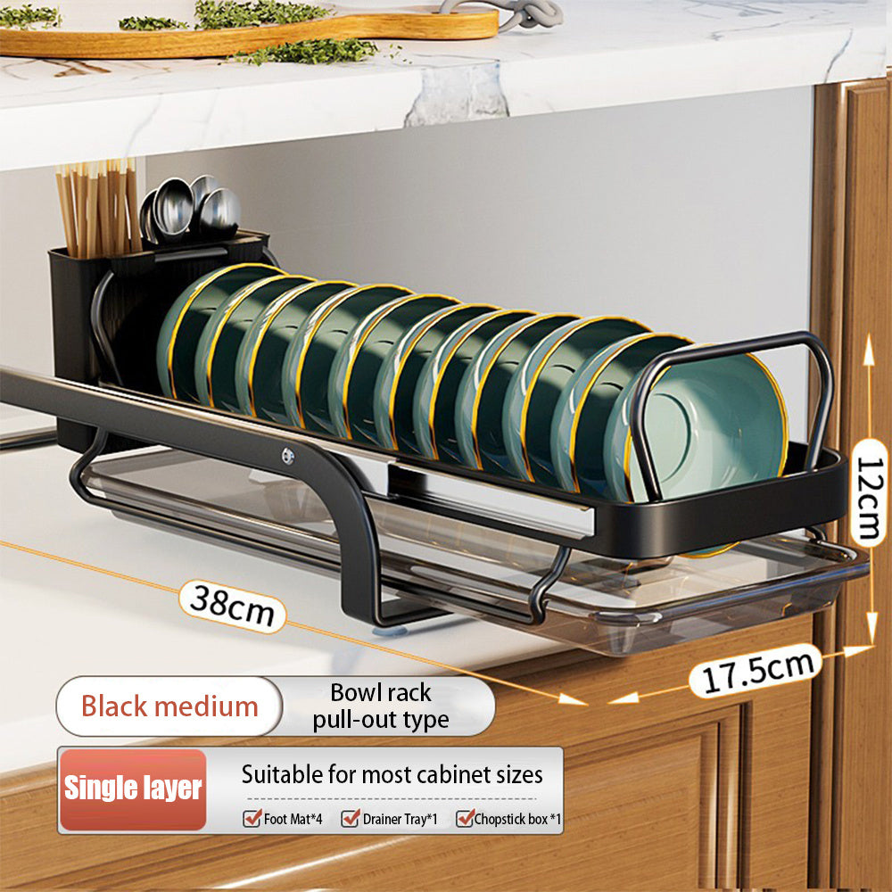 Kitchen Pull-Out Bowl And Dish Rack