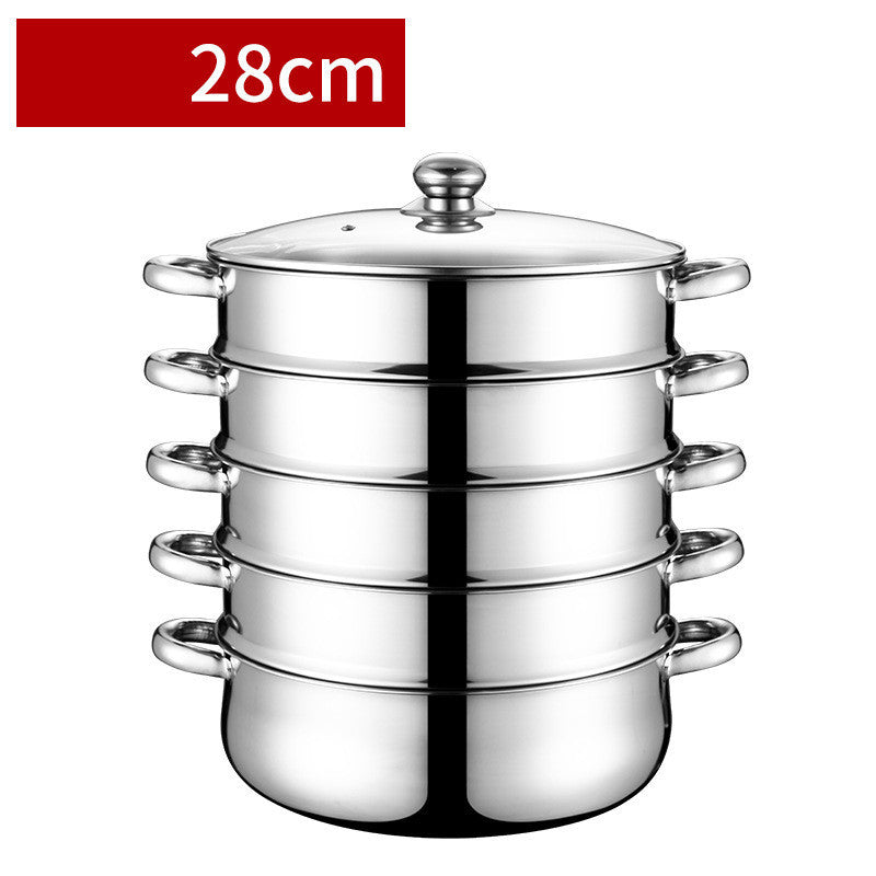 Deepen Stainless Steel Five-layer Cooking Pot