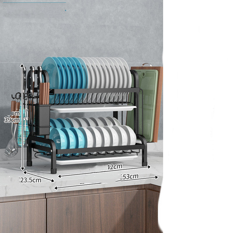 Cupboard Double-layer Supplies Storage Box Rack