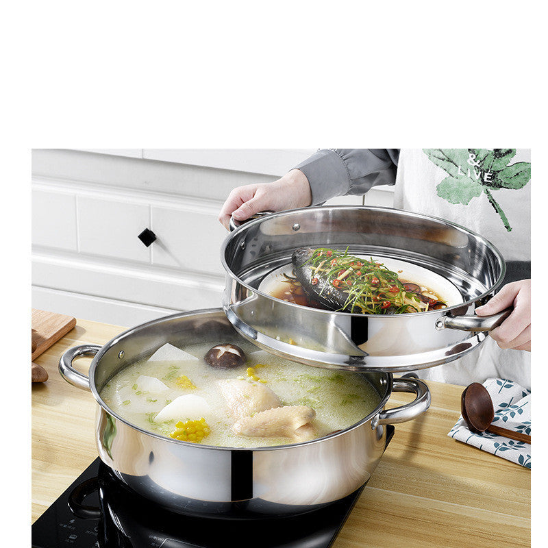 Deepen Stainless Steel Five-layer Cooking Pot